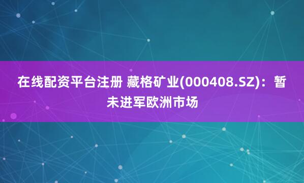 在线配资平台注册 藏格矿业(000408.SZ)：暂未进军欧洲市场